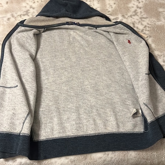 Dark blue zip up hoodie Mens Large - Picture 3 of 7